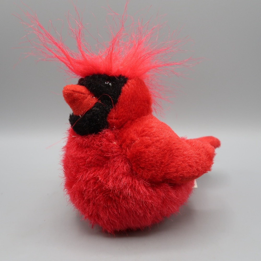 Vintage Cardinal Red 5" Stuffed Plush with Sound K&M International Bird Animal